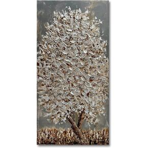Epicler art 24x48 Inchs Hand-Painted Red Flower Oil Painting Contemporary Canvas Wall Art Works Living Room, Bedroom, Dining Room Wall Decoration