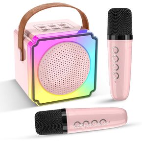Mini Karaoke Machine for Kids,Portable Bluetooth Karaoke Machine with 2 Wireless Microphones, Kids Karaoke Machine for Birthday Home Party,Gift for Girls Boys（Pinkcolor） in Kuwait