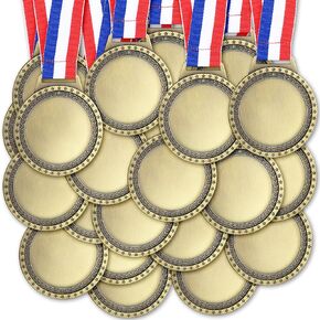 Blank Award Medals with Neck Ribbons Create Your Own Medals Kit Cheer Medals Winner Medals Participation Trophy Metal Gifts for Soccer Football Party Game (60 Pcs,Bronze,Star)
