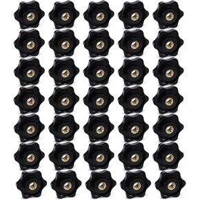 35PCS 6 Star Knobs 1/4-20 Knob Female Threaded Knobs Hexagon Head Screw T Track Knobs Nuts Accessories