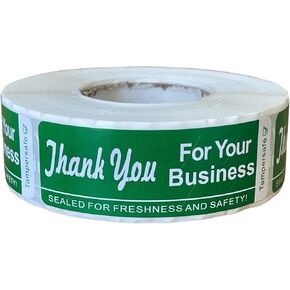 Tamper Sealed - Thank You for Your Business (1"x 3" inch, 500PCS) Safety Food Delivery Paper Sticker for Food Containers (Red Roll)