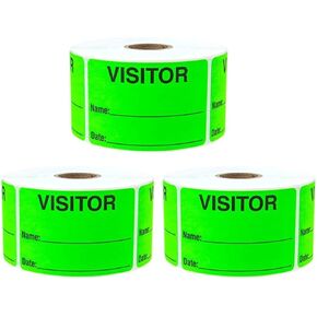 Visitor Label - 1500 Fluorescent Green Visitor Label - 3 x 2 inches Visitor Label (1500 Visitor Lables)