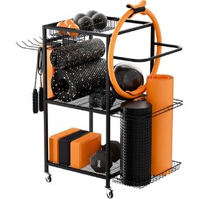 Home Gym Workout Equipment Storage system - Ideal for Exercise Equipment, Fitness Accessories, Yoga weights set, Sports Workout Equipment for Women, Men and Seniors - Perfect for home workouts