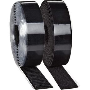 CANOPUS Hook and Loop Tape, Heavy Duty Fastener Strips, Self Adhesive Sticky Back Roll, SJ3571-SJ3572 (Black) for Fastening Panels, Mats, Carpets, Rugs, Tags, 1in x 10ft, Black