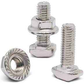 12sets Sliding T-Nuts Assortment Kits,M5x16 T Slot Drop-in Bolt and M5 Hex Flange Nuts for 20 Series European Standard T-Slot Aluminum Profile