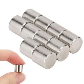10 PCS Refrigerator Magnets 3/8"x3/8" Cylinder Magnets Small Magnets Permanent Rare Earth Magnets Strong Neodymium Magnet for Multi-Use Fridge Whiteboard DIY Scientific Craft Office Magnets, 10x10mm