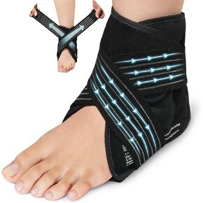 Relief Expert Ankle Ice Pack Wrap for Swelling, Achilles Tendonitis, Plantar Fasciitis, Cold Compression Heel Ice Pack Injuries Reusable Gel Cold Pack for Foot Pain Relief, Copper Ion Fabric Lining