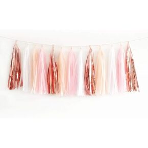 15pcs Patriotic Tassel Garland Tissue Paper Tassel Banner,Table Decor,National Day,Tassels Party,Anniversary,DIY Kits - (Navy Blue Red Silver)