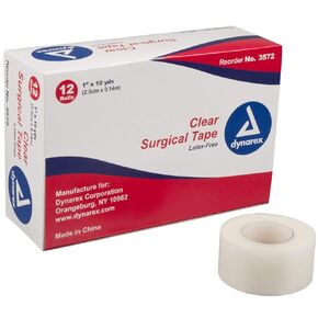 Dynarex Corporation 3572-12 Transparent Surgical Tape 1'' x 10 yds. 12-Pack