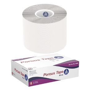Dynarex Porous Tape - Medical Tape for Wound Care, Dressing, Hospital - Non Sterile, Easy to Tear Adhesive Fabric Tape, No Natural Rubber Latex - White, 2" x 10 Yards Per Roll, 1 Box, 6 Rolls