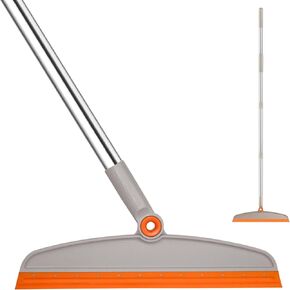 Silicone Broom for Indoor Cleaning Floor Squeegee Scrubber Adjustable Telescopic Pole Professional 180° Rotatable Magic broom for Tile Floor Garage Deck Bathroom Window Floor Wiper