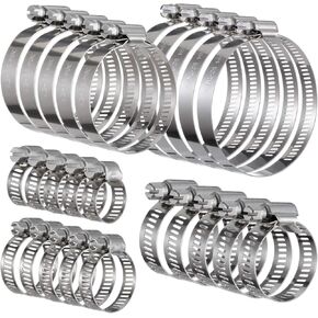 25PCS KWOKWEI Hose Clamps Assortment Kit, 304 Stainless Steel Clamps Hose Pipe 25/64" to 2-3/4"(10-76 mm), Adjustable Worm Gear Screw Clamps Duct Pipe for Fuel Line,Plumbing,Automotive,Tube,Radiator