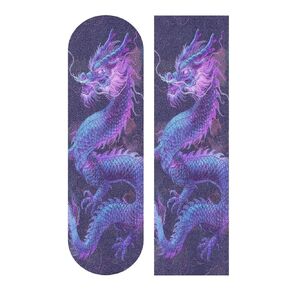 Purple Chinese Dragon Skateboard Grip Tape 9" x 33" Bubble Free Waterproof Skateboard Grip Tape Sheet Non Slip Griptape for Skateboard Longboard