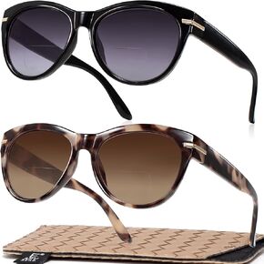EASY READ 2 Pack Bifocal Reading Sunglasses for Women,Trendy Sunglasses Readers UV400 Protection