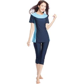 TianMaiGeLun Modest Swimwear for Women's Rash Guard Short Sleeve Swimwear Modesty Swimming Costume Surfing Suit Burkini
