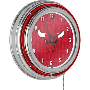 Trademark Gameroom NBA Chrome Double Rung Neon Clock - City - Chicago Bulls