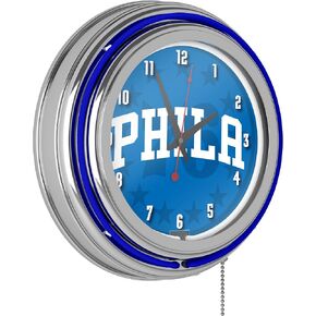 Trademark Gameroom NBA Chrome Double Rung Neon Clock - Fade - Philadelphia 76ers