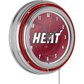Trademark Gameroom NBA Chrome Double Rung Neon Clock - Fade - Miami Heat