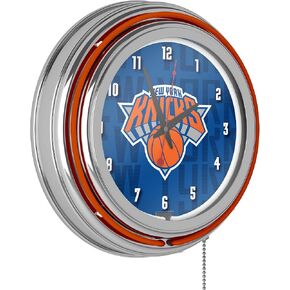 Trademark Gameroom NBA Chrome Double Rung Neon Clock - City - New York Knicks