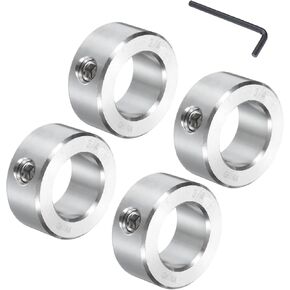 uxcell 4 Pcs Set Screw Shaft Collar 3/4"Bore, 304 Stainless Steel Shaft Collars, 1-1/4"OD, 9/16"Thickness, Axle Collar Clamp with a Hex Wrench