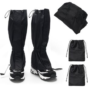 Leg Gaiters, 2 Pairs of Lightweight Hiking Gaiters Waterproof Windproof Durable Leg Cover Protect for Mountain Snow, Hiking, Skiing, Climbing and Hunting, includes 2 Drawstring bags