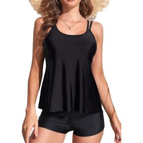 Adisputent Womens Tankini Swimsuits Bandeau Swim Top Twist High Waisted Bikini Bottoms Tummy Control 2 Piece Bathing Suits