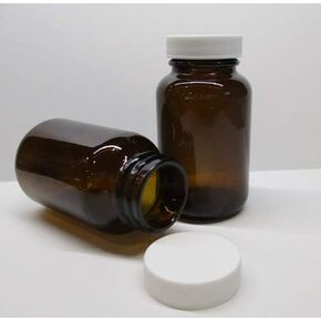 Packer Bottles Wide Mouth Heavy Glass Jars Clear Amber 4 oz 120cc Size Package of 12 Units