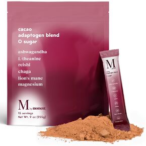 Moment Chocolate Dream Mushroom Blend (Shark Tank) Melatonin Alternative | Improves Sleep | Zero Sugar Hot Chocolate Powder Night Drink | Adaptogens, Reishi, GABA, Magnesium, Chamomile | 15 Servings