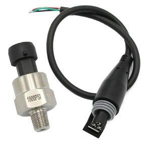 1000Psi 5V Pressure Transducer Sensor with Connector Harness Compatible with Oil Air Water, 1/8"NPT Thread Stainless Steel Pressure Transmitter