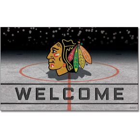 FANMATS 21267 Chicago Blackhawks Crumb Rubber Outdoor Door Mat - 18in. x 30in.
