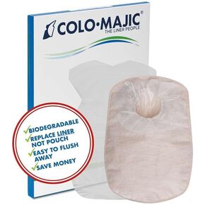 Colo-Majic® Biodegradable Colostomy Liners | Flushable | Leak Proof |100 Liners per Box | Replace Liners, not Pouch | Customized Fit (Small)