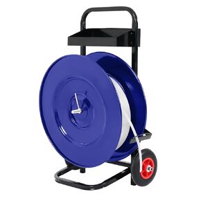 Blue Banding Strapping Cart, Heavy Duty Strapping Dispenser with 50 Packing Buckle Free, Equipped with Anti-Retreat Pulleys Upgrade Brake System for PET Strapping/PP Strapping Coil 9.5’’-15.75’’