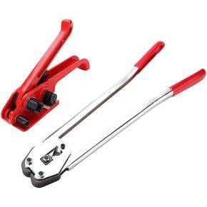 Polyester Banding Tool Kit, Poly Strapping Tensioner Cutter & Sealer Manual Packaging Strapping Packing Tool Kit for 1/2" -3/4" Width Polyproplyn and Polyester Plasticstrap Strapping
