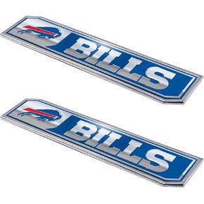 FANMATS NFL - مجموعة شعار شاحنة ألومنيوم شديدة التحمل مكونة من قطعتين من Buffalo Bills، 1.75 بوصة × 8 بوصة