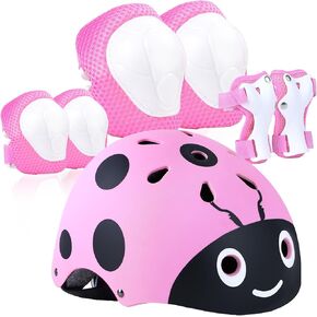 Kids Bike Helmet Set, Toddler Helmet for Boys Girls Age 3-8 8-14 with Knee Elbow Pads Wrist Guards for Bike Skating Skateboard Rollerblading Scooter