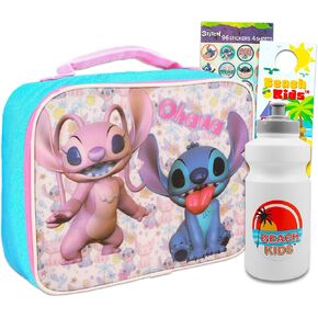 Disney Lilo and Stitch Lunch Box Set For Kids - Bundle with Stitch & Angel Ohana Lunch Bag, Stickers & More | Stitch Lunch Bag for Girls