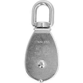 KIMISS Single Pulley Block, 50mm 316 Stainless Steel Pulley Spinning 360° Single Lifting Wheel Tool Universal for Ship Boat
