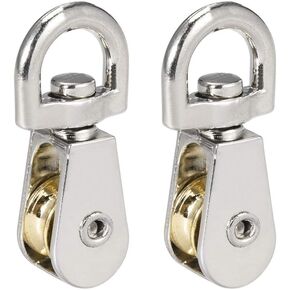uxcell 1/5" Lifting Crane Swivel Hook Single Pulley Block Hanging Wire Towing Wheel Zinc Alloy 2pcs