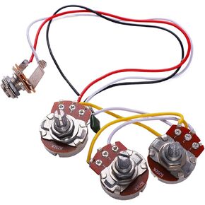 Bass Wiring Harness, 1 Volume 2 Tone 250K Pots Switch Wiring Harness Prewired Kits For Jazz Bass/Electric Guitar Parts