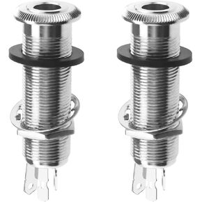 Create idea 2Pcs 6.35mm Stereo Barrel Jack Socket with 4 Pin Guitar Bass 1/4" Barrel Jack Cylinder Input Output Jacks Guitar Accessories Copper Silver
