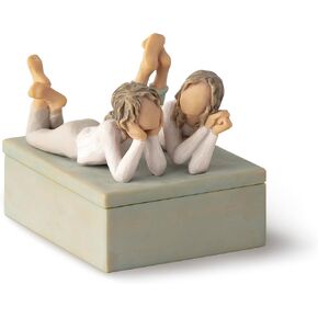 Willow Tree Forever Friends, Always by my side, Family Memories, Best friends, Sisters, Sculpted Hand-Painted Decorative Table Top Jewelry Keepsake Box