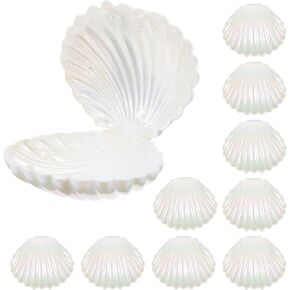 Plastic Containers 10Pcs Sea Shells Candy Boxes Seashell Containers Plastic Chocolate Box Creative Jewelry Holder Party Treat Boxes for Wedding Birthday (Pink) Plastic Container