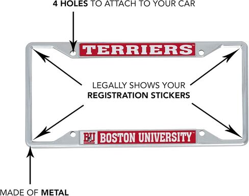 Desert Cactus Boston University Terriers BU Metal License Plate Frame for Front or Back of Car Officially Licensed (Mascot) in Saudi Arabia