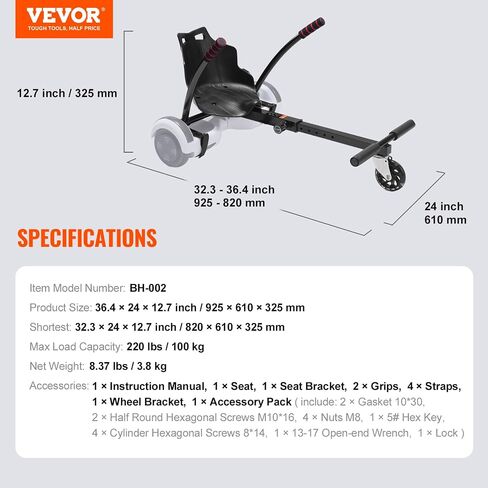 ملحق مقعد VEVOR Hoverboard، ملحق Hover Board Go Karts، للأطفال والبالغين in Saudi Arabia