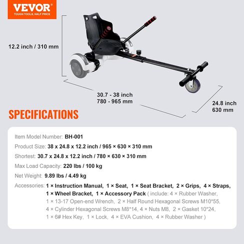 VEVOR Hoverboard Seat Attachment, Hover Board Go Karts Accessory, for Kids Adults in Saudi Arabia