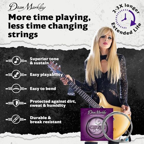 دين ماركلي سلاسل الغيتار الكهربائي سلسلة الفنان Orianthi 6 سلسلة مجموعة، 2554-OR مجموعة سلسلة الغيتار الكهربائي الصلب الأزرق، المعالجة بالتبريد لحياة أطول وصوت متفوق، صنع في الولايات المتحدة الأمريكية، قياس 9-52 in Kuwait