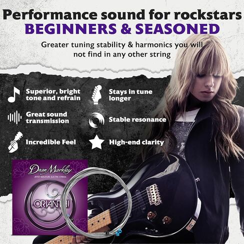 دين ماركلي سلاسل الغيتار الكهربائي سلسلة الفنان Orianthi 6 سلسلة مجموعة، 2554-OR مجموعة سلسلة الغيتار الكهربائي الصلب الأزرق، المعالجة بالتبريد لحياة أطول وصوت متفوق، صنع في الولايات المتحدة الأمريكية، قياس 9-52 in Kuwait