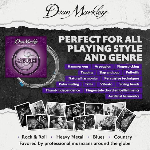 دين ماركلي سلاسل الغيتار الكهربائي سلسلة الفنان Orianthi 6 سلسلة مجموعة، 2554-OR مجموعة سلسلة الغيتار الكهربائي الصلب الأزرق، المعالجة بالتبريد لحياة أطول وصوت متفوق، صنع في الولايات المتحدة الأمريكية، قياس 9-52 in Kuwait