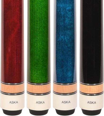 ASKA Set of Wrapless 2-Piece Billiard Pool Cue Sticks L3, 58" Hard Rock Canadian Maple, 13mm Hard Leather Tip, Mixed Weights and Colors in Kuwait