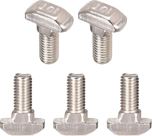 M8x20mm(DxL) T-Slot Drop-in Stud Sliding Bolt Screw - 5Pack - Good for Construction Industry - Carbon Steel Zinc Plated T Track Bolts - Silver Tone in Saudi Arabia